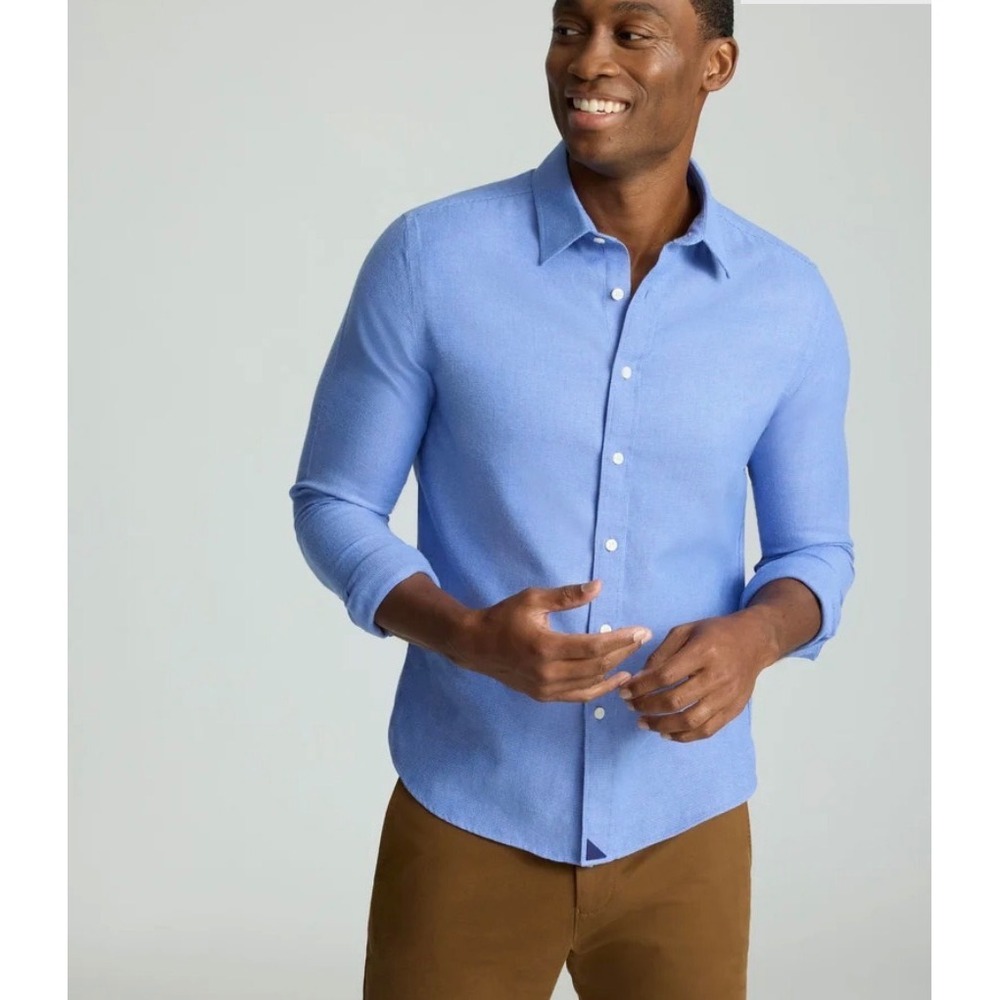 UNTUCKit Veneto Light Blue Wrinkle Free Regular Fit Button Down Shirt Mens L
